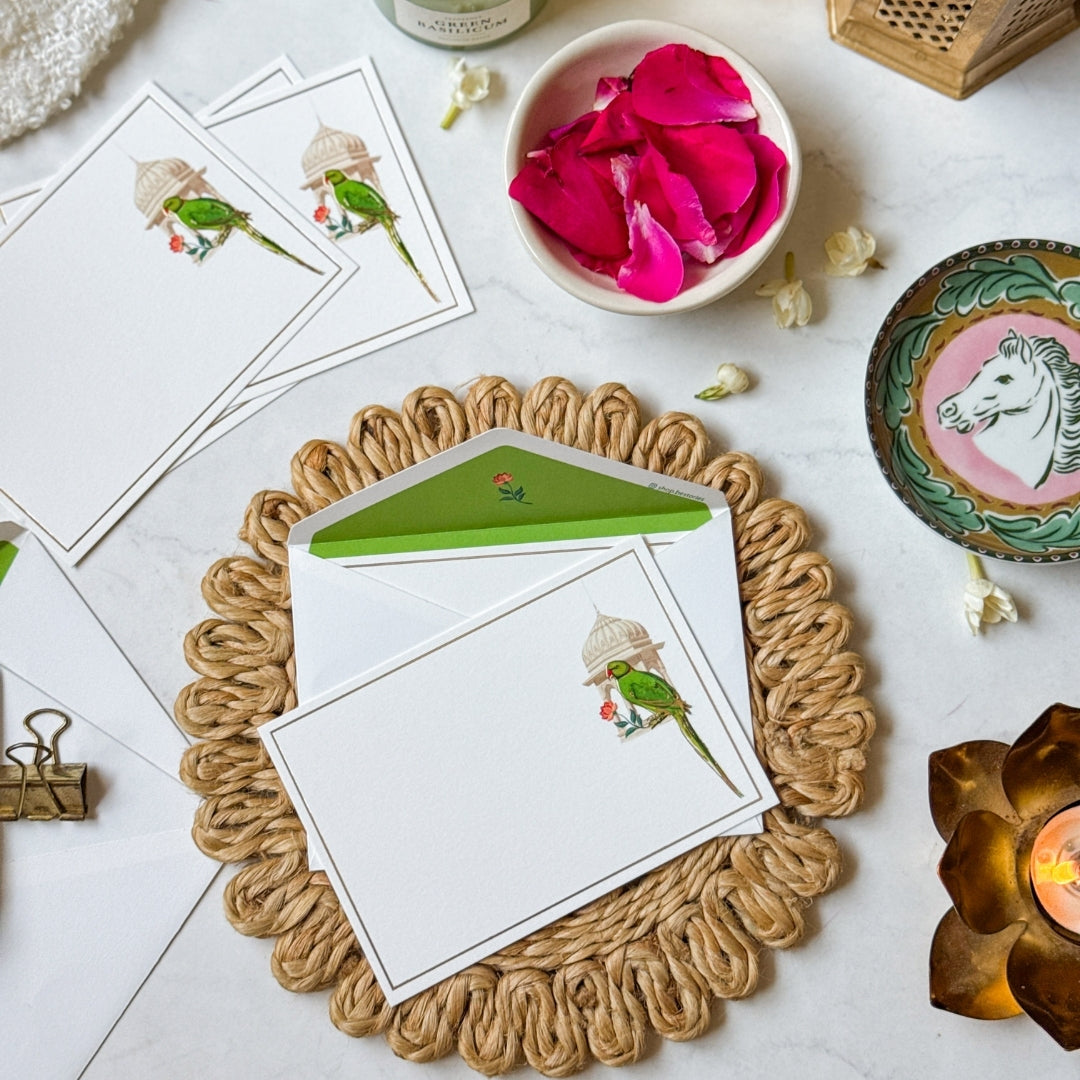The Indian Parakeet Note Cards